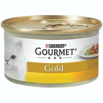 Gourmet Gold Parca Etli ve Soslu Tavuklu ve Ciğerli Kedi Konserve Maması 85 Gr