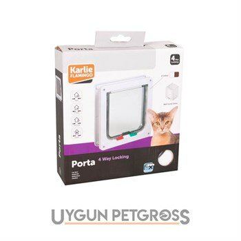 Karlie Beyaz 4 Yönlü Kilitli 19.2x20 Cm Kedi Kapısı - Karlie - Kedi Kapıları