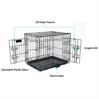 KATLANIR TEL KÖPEK KAFESİ S 60-46-50 CM - Flip - Köpek Çit ve Kafesi