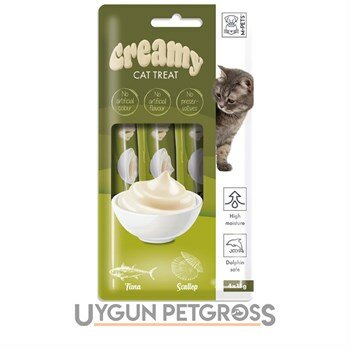 M-Pets Creamy Ton Balıklı Deniz Taraklı Kedi Ödülü 4*15 gr - M-Pets - Sıvı Kedi Ödülleri