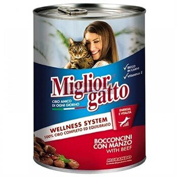 Miglior Gatto Parca Etli Biftekli Yetişkin Kedi Konserve Maması 405 Gr