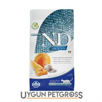 Nd Ocean Balkabak Morina Balıklı ve Portakallı Yetişkin Kedi Maması 1.5 Kg - N&D - Yetişkin Kedi Maması