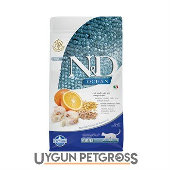 Nd Ocean Düsük Tahıllı Morina Balıklı Portakalli Yetişkin Kedi Maması 1.5 Kg - N&D - Yetişkin Kedi Maması