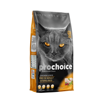 Pro Choice Pro 32 Tavuklu Sterilised Kısırlaştırılmış Kedi Maması 15 Kg - Pro Choice - Kısırlaştırılmış Kedi Maması