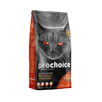 Pro Choice Pro 33 Somonlu ve Karidesli Sterilised Kısırlaştırılmış Kedi Maması 15 Kg - Pro Choice - Kısırlaştırılmış Kedi Maması