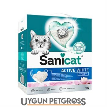 Sanicat Active White Topaklanan Kedi Kumu Lotus Çiçeği Kokulu 10 Lt - Sanicat - Bentonit Topaklanan Kedi Kumları