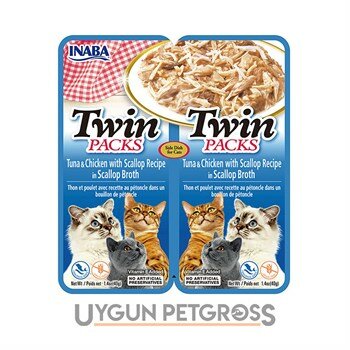 Twin Packs Deniz Taraklı, Ton Balıklı ve Tavuklu Kedi Çorbası 2 x 40 Gr - Ciao - Yetişkin Kedi Konserveleri