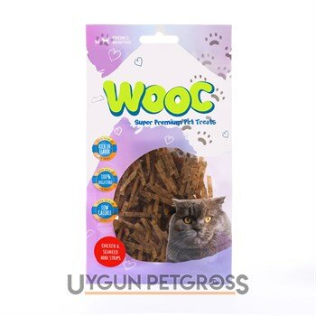 Wooc Chicken&Seaweed Mini Strips Doğal Et Kedi Ödül Maması 40gr - Wooc - Doğal Et Kedi Ödülleri