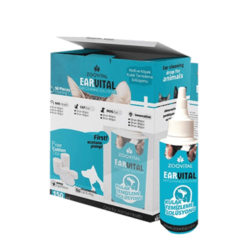 Zoovital EarVital Kulak Temizleme Solüsyonu 150ml (Disk Pamuk Hediyeli) - Zoovital - Köpek Kulak Sağlığı